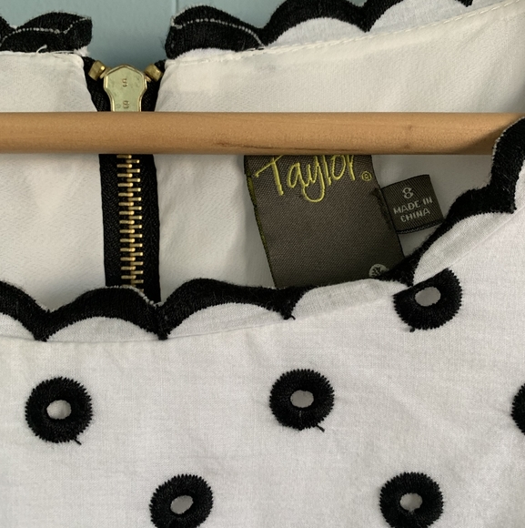 🗝 Taylor White/Black Cotton Spring Summer Dress vintage style - Picture 3 of 14